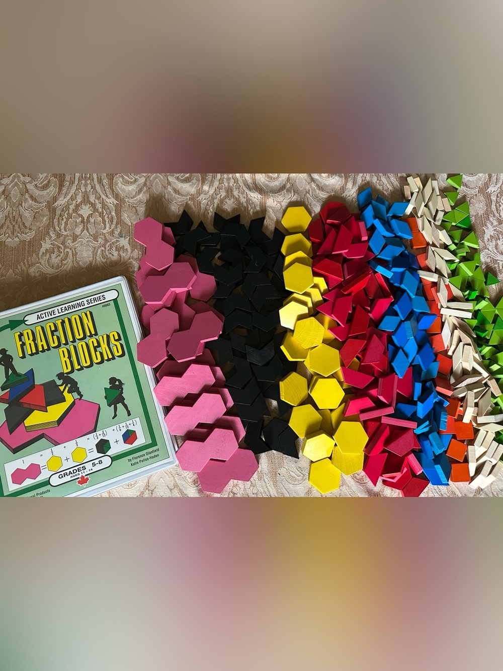 Huge 400+ pc Wooden Pattern Blocks Education Math Teacher Homeschool Fractions